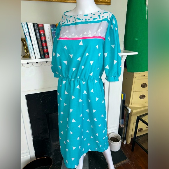 1980s Geometric Vintage Dress - Picture 4 of 8